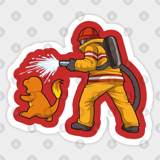 Firefighter Fire Dinosaur Firefighter T-Shirt and Gift tshirt Sticker by Shirtbubble